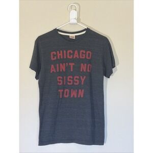 Homage Charcoal Gray Slub Knit CHICAGO AINT NO SISSY TOWN Tee Shirt USA Medium